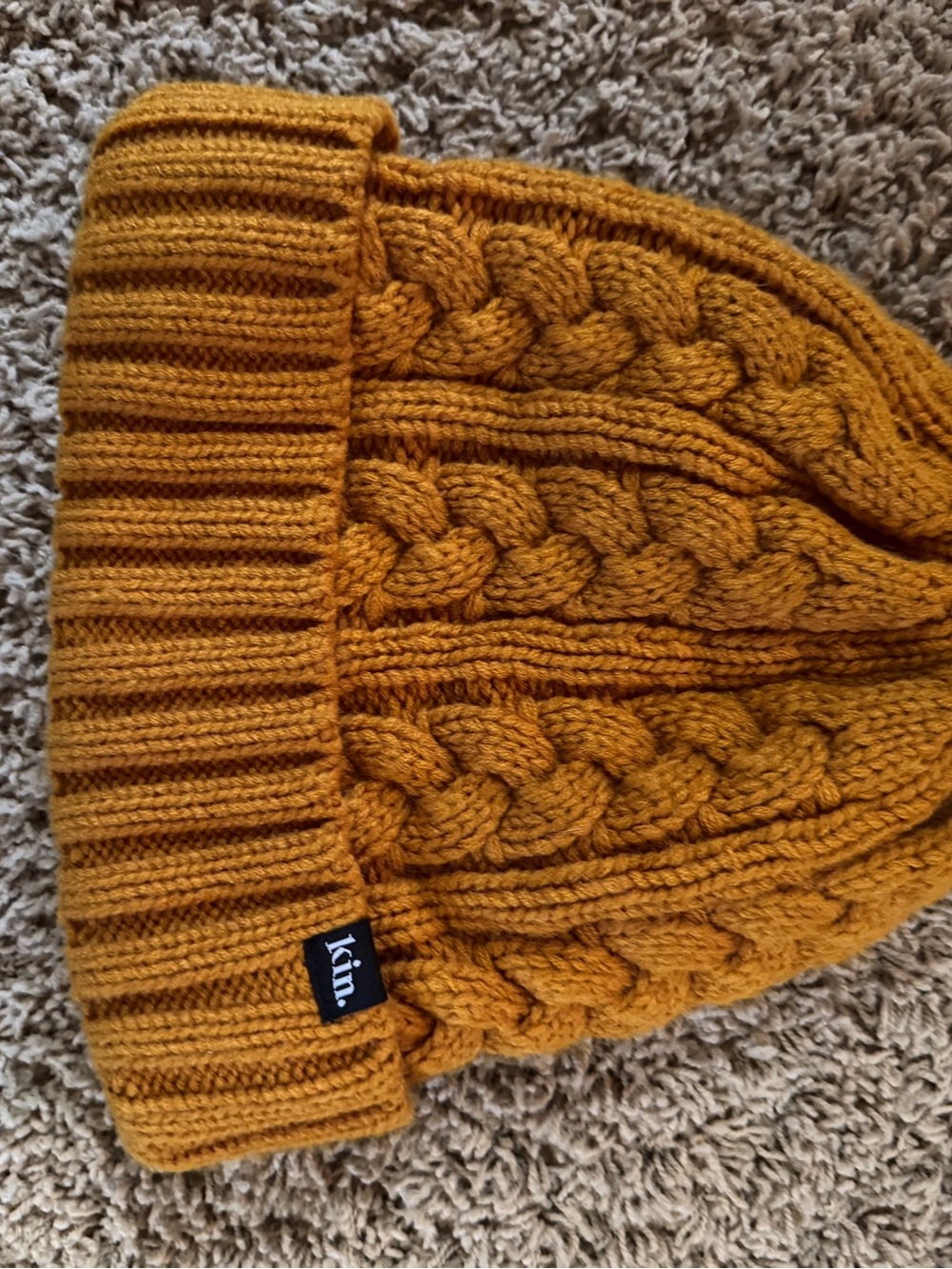 Cable Knit Beanie in Mustard